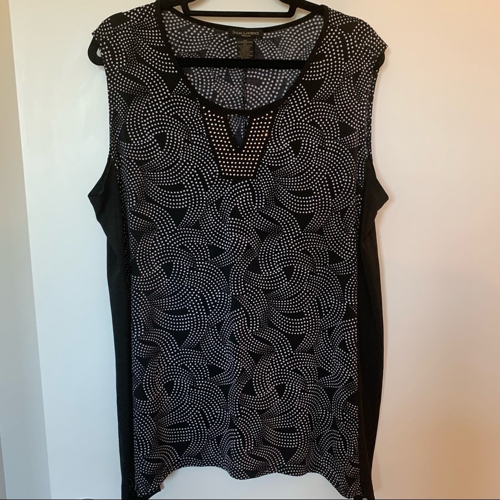 Womens Plus Size Susan Lawrence Black & White Tank Top 2x